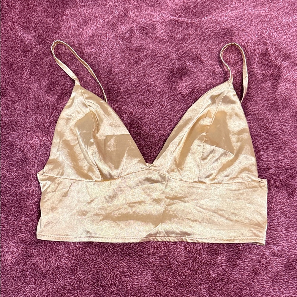SHEIN Satin Bandeau in Champagne